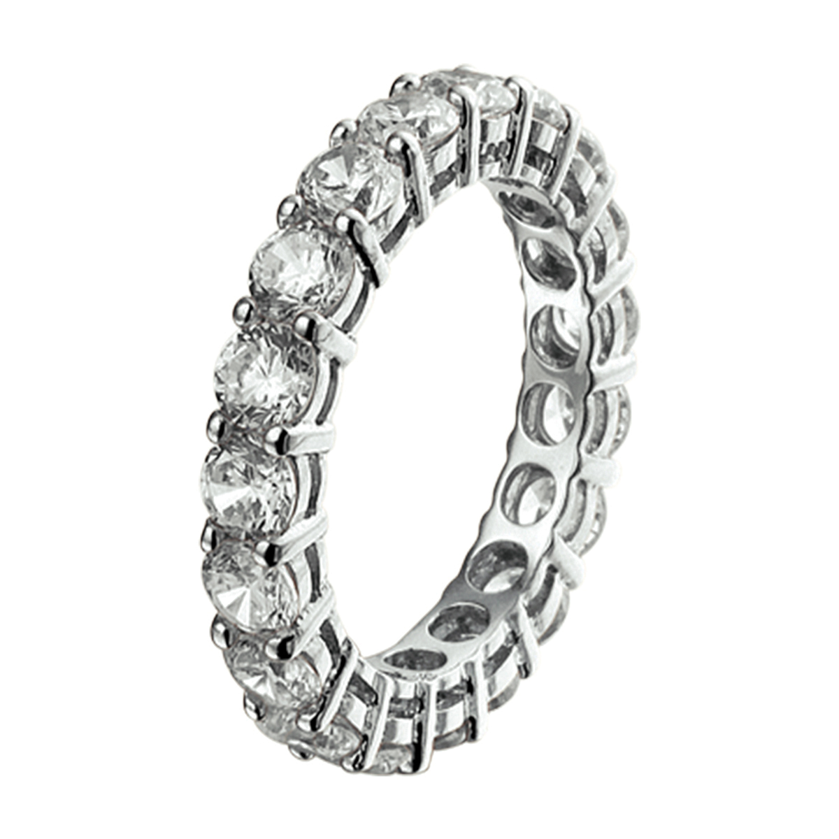 Gerhodineerd zilveren ring met zirkonia.