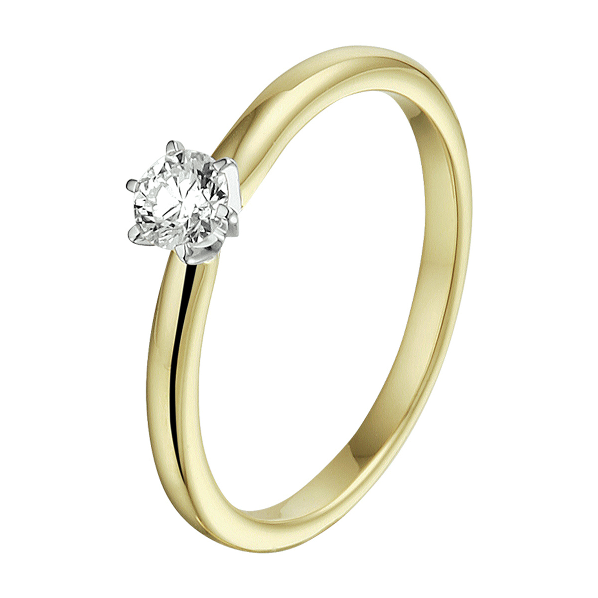 14k Bicolor geel- en witgouden ring uitgevoerd met een schitterende diamant van het merk The House Of Jewels. De ring heeft een breedte van 5mm.

De maat van de ring is 54 ( 17 1/4 ). Heeft u een andere maat, neem dan gerust contact met ons op.