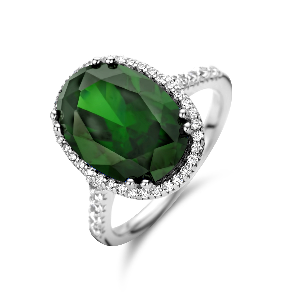 Gerhodineerd 925 zilveren ring uitgevoerd met zirkonia.