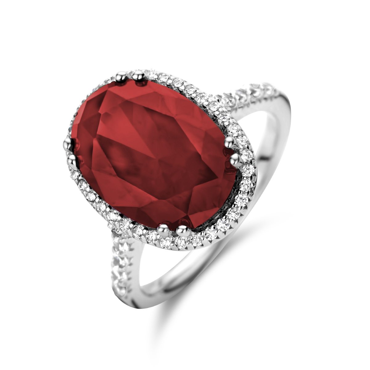 Gerhodineerd 925 zilveren ring uitgevoerd met zirkonia.