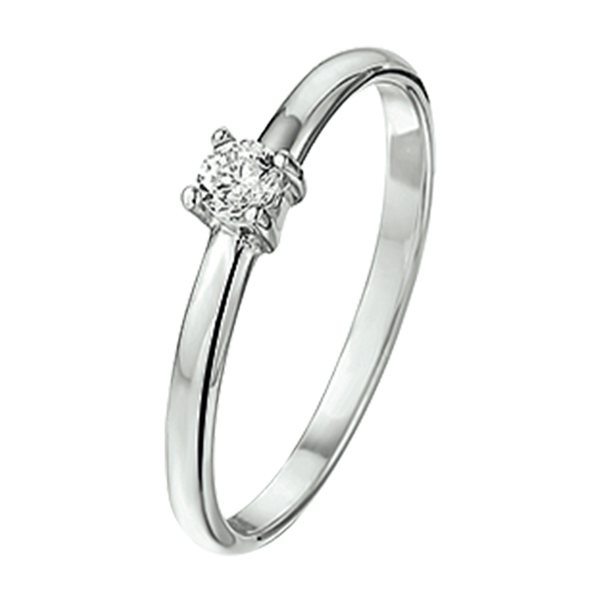 Gerhodineerd zilveren ring met zirkonia van 3mm.