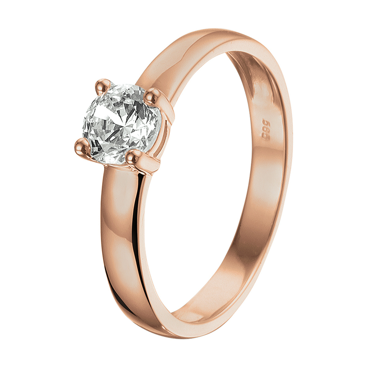 Stijlvolle rosegouden ring met een schitterende zirkonia van 5mm. Tip: Combineer deze ring met bijpassende sieraden uit onze collectie of vanuit je eigen stash en creeer zo elke keer weer een nieuwe look.