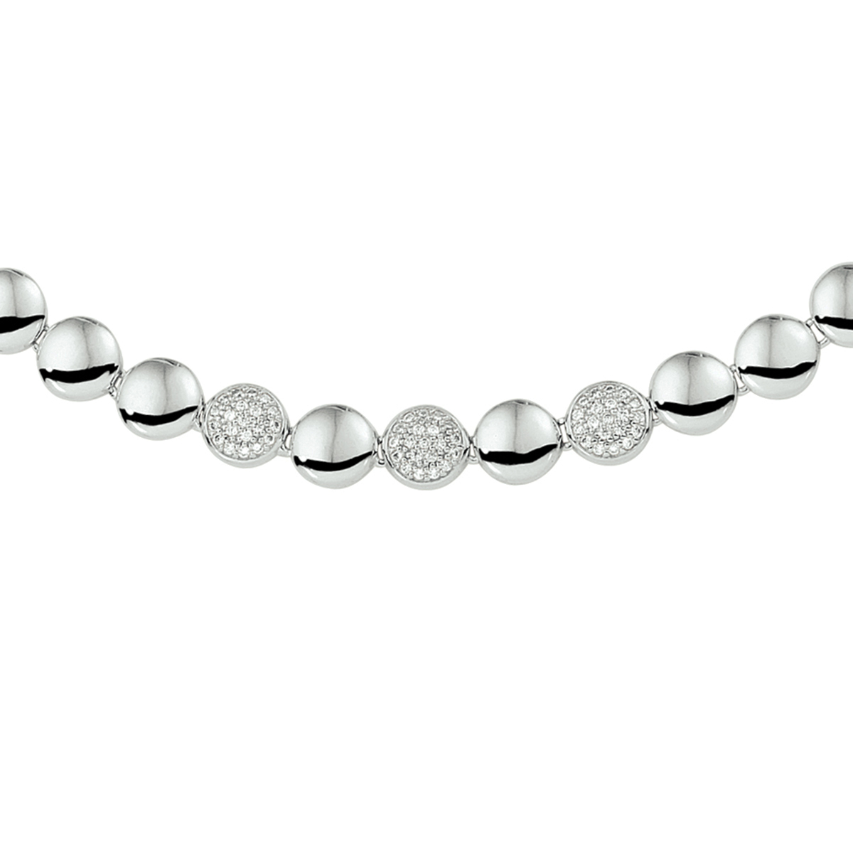collier zirkonia 8,5 mm 42 + 3 cm zilver gerhodineerd