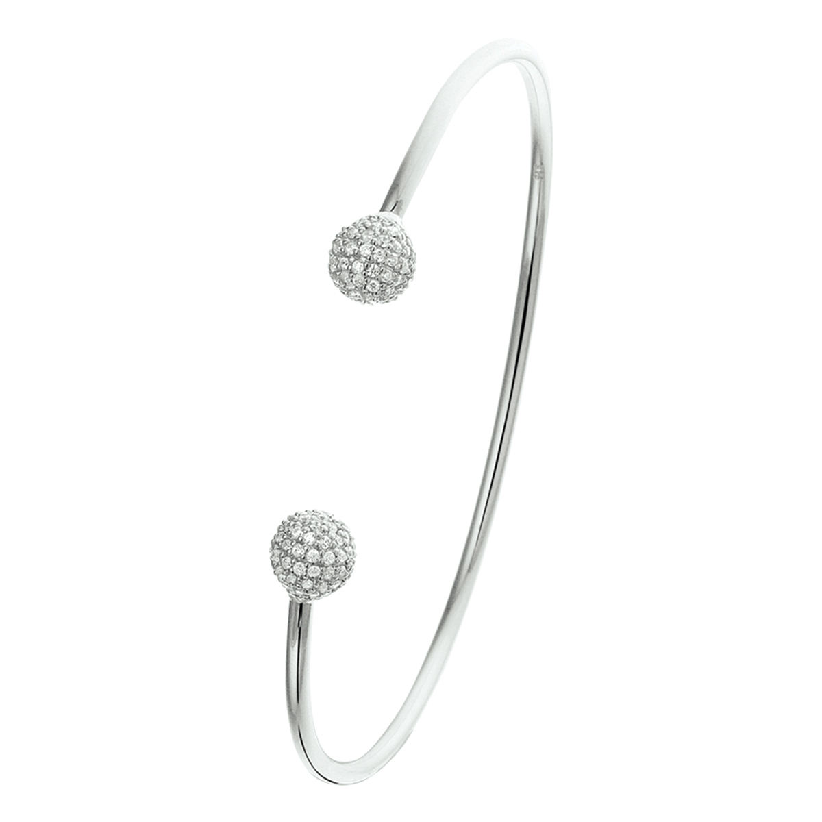 armband spang zirkonia 7 x 60 mm zilver gerhodineerd