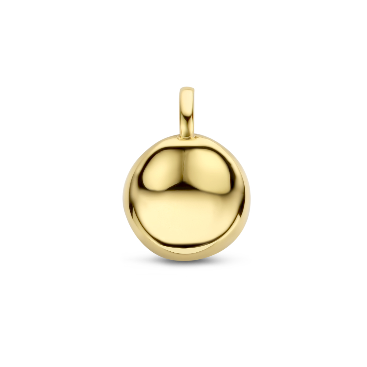 Geelgoud op 925 zilveren hanger met een diameter van 10mm. Geen garantie op plating.