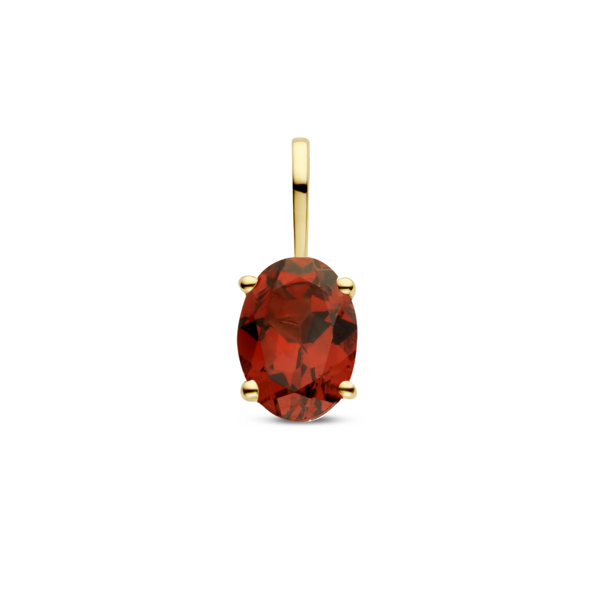 14k Geelgouden hanger met geboortesteen. De hanger heeft een totale hoogte van 12.5mm.
