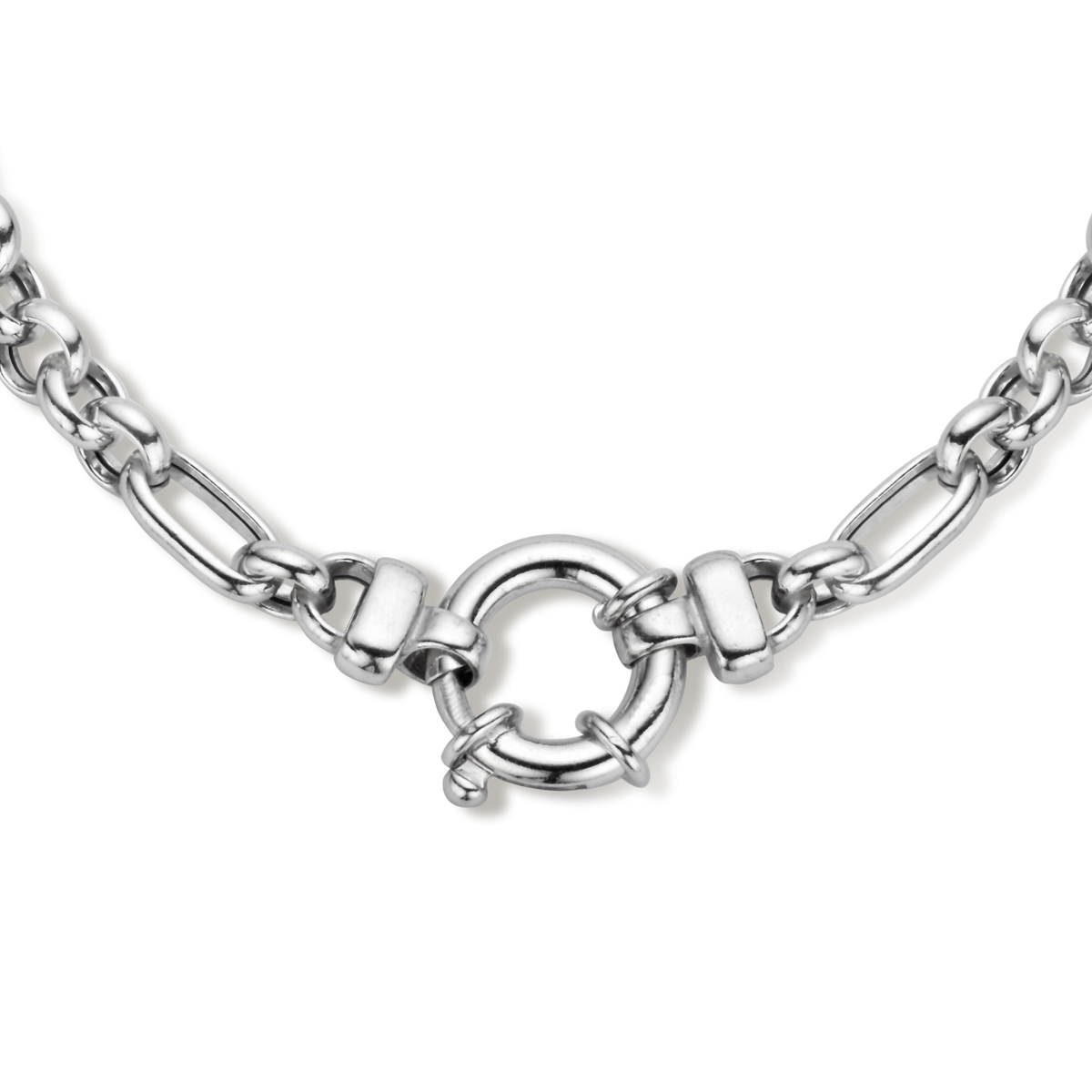 Gerhodineerd 925 zilveren collier met een schakelbreedte van 7mm. Het collier heeft een draaglengte van 45cm. Uitgevoerd met een veerslot.