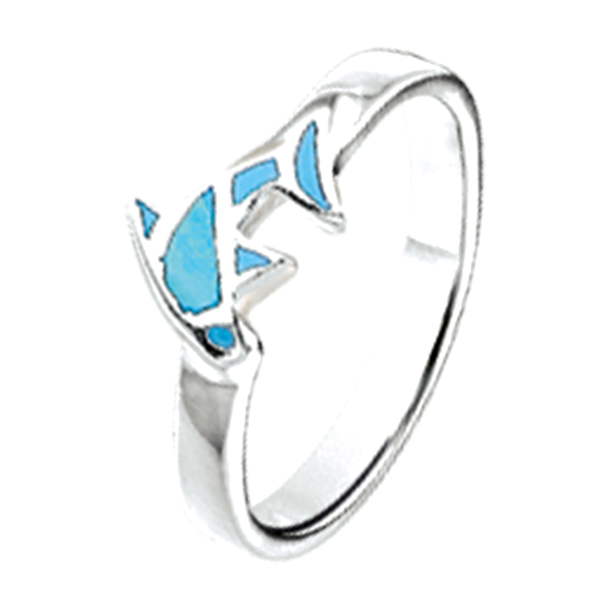 ring dolfijn zilver wit