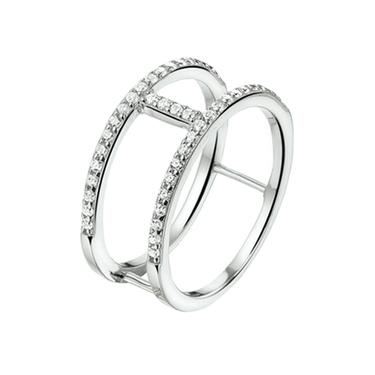 ring zirkonia zilver gerhodineerd