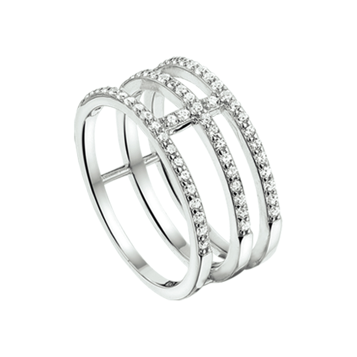 ring zirkonia zilver gerhodineerd