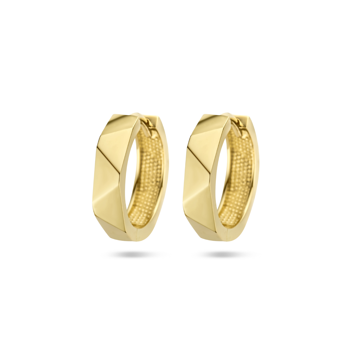 14k Geelgouden klapoorringen met een afmeting van 15x3.5mm.