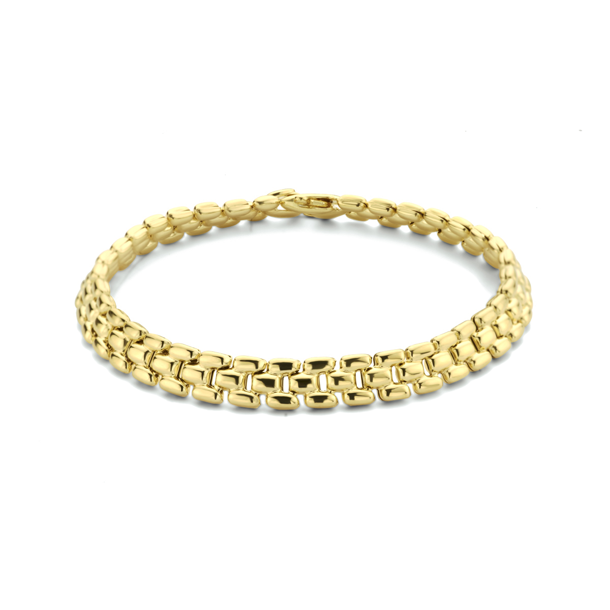 Zilver 3 micron vergulde armband, rolex schakel 
Geen garantie op de plating