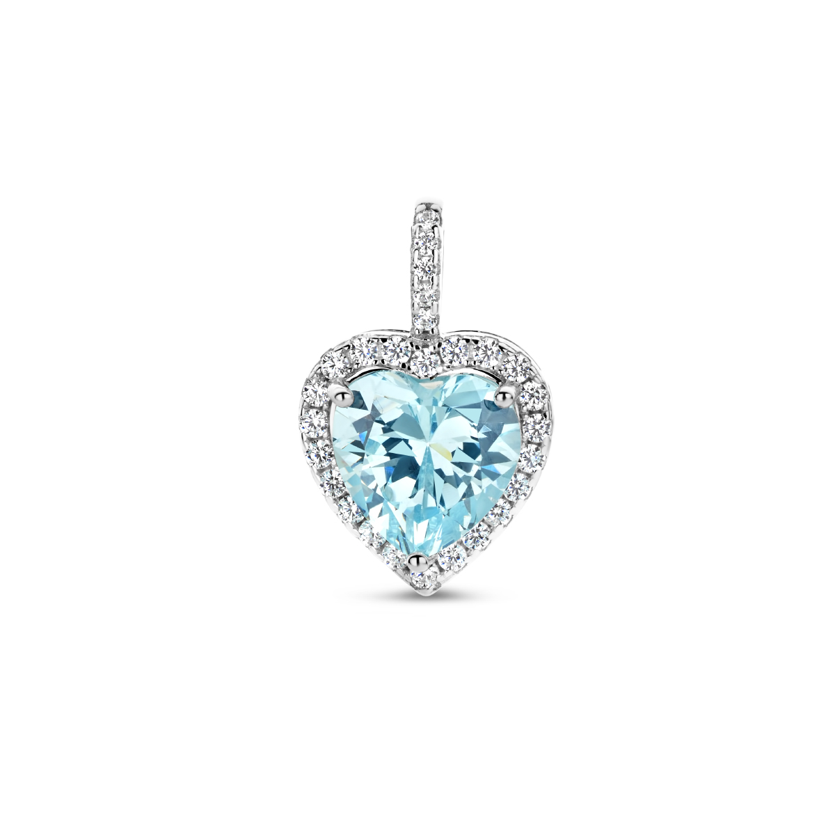 Zilveren Hanger Hart met Blauwe Zirkonia