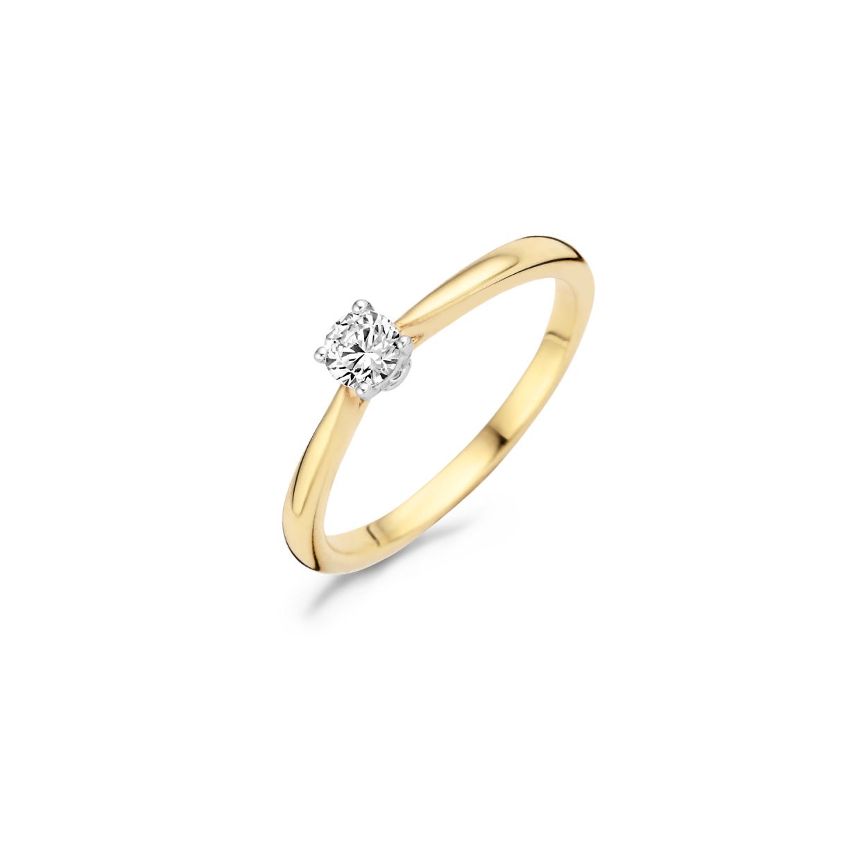 Een zirkonia in chatonzetting siert deze elegante ring van 14k wit -en geelgoud. De band is 2 mm breed en de steen heeft een doorsnede van 4 mm. Leuk om te mixen en matchen met andere ringen uit onze collectie.

Type goud: 14k Geel en wit goud
Type zetting: Chaton-zetting
Type steen: Zirkonia
Steen grootte: ⌀ 4 mm
Diameter: ⌀ 2 mm