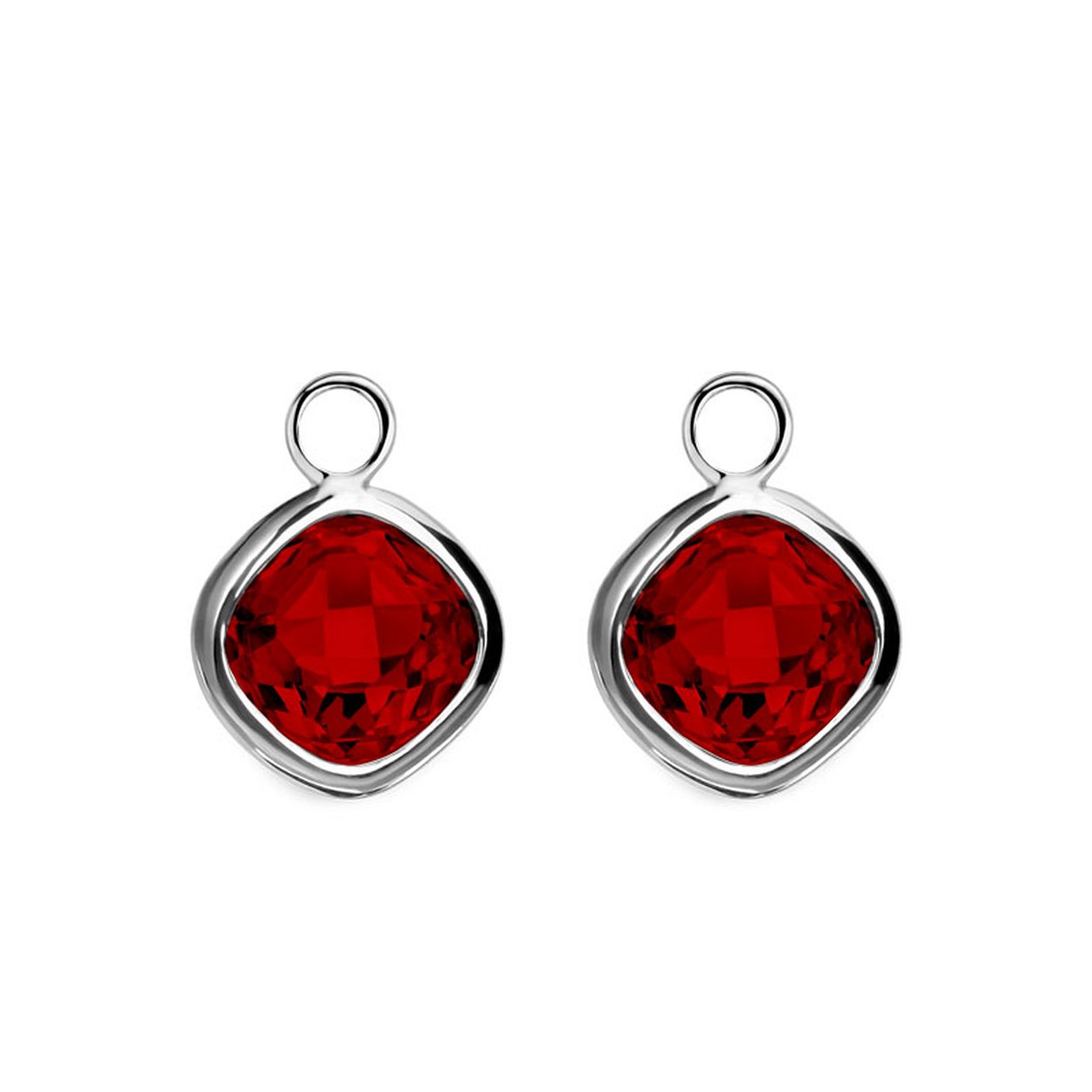 My imenso zilveren creoli oorbedel ruby red cz 10mm facet 12-1681