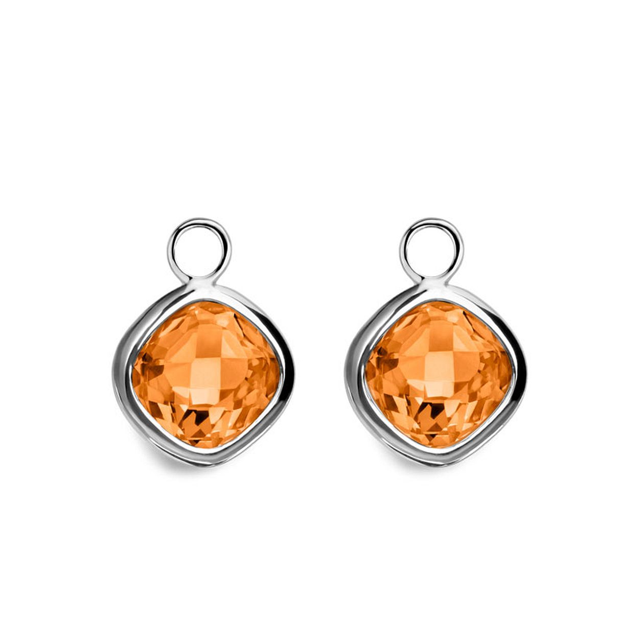 My imenso zilveren creoli oorbedel cognac cz 10mm facet 12-1686