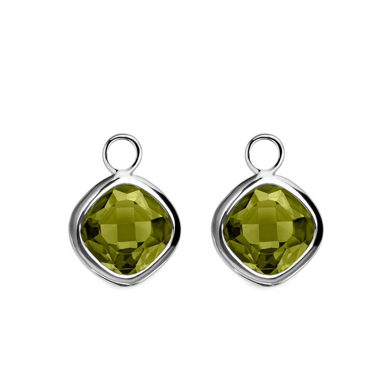 My imenso zilveren oorbedels creoli olive green black 12-1687