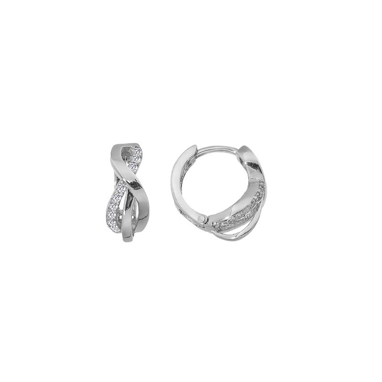 MY iMenso Creoli creol "Trecci CZ 14mm" (925/rhodium verguld)