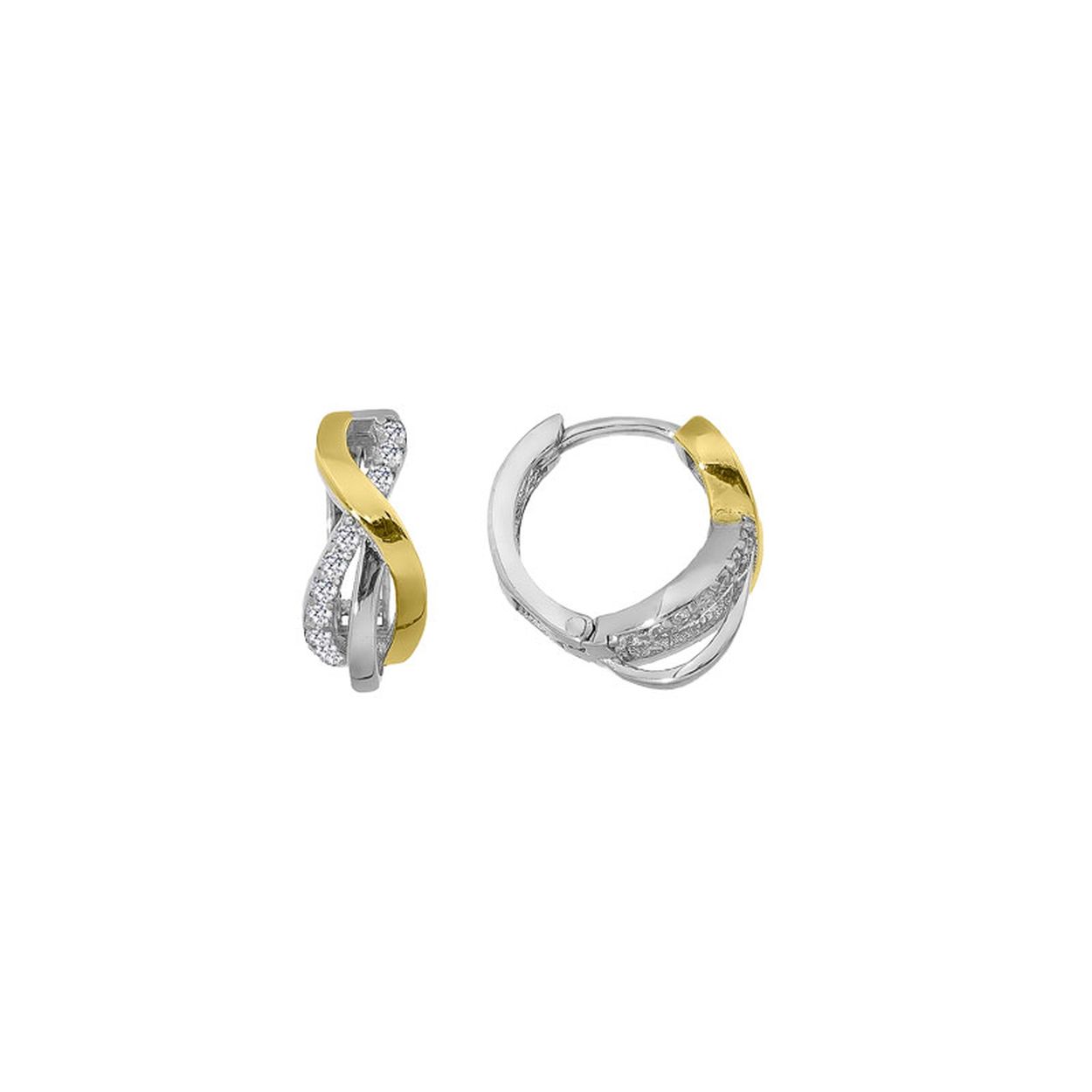 MY iMenso zilver verguld Creoli creol "Trecci CZ 14mm" 925/goud verguld)