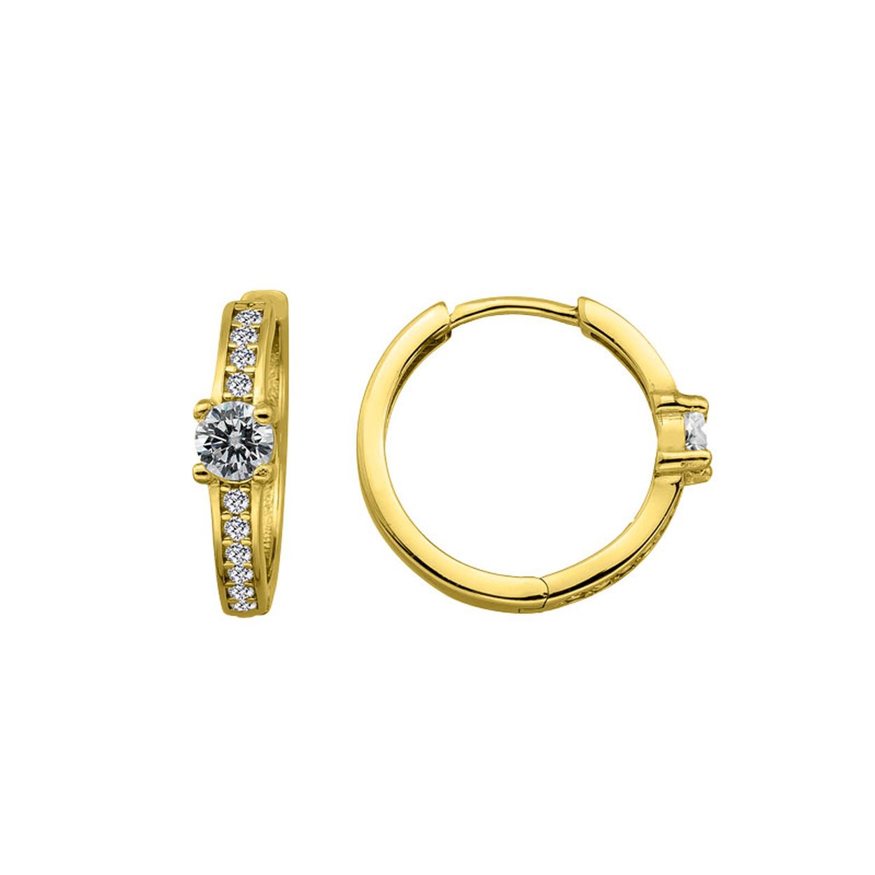 MY iMenso Creoli oorringen 'Presente CZ 20mm" zilver goldplated met zirkonia's 