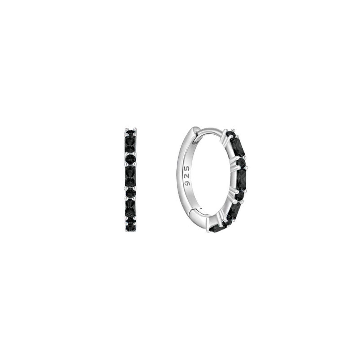 MY iMenso Creoli creol "Baquette black CZ 16mm" (925/rhodium verguld)
