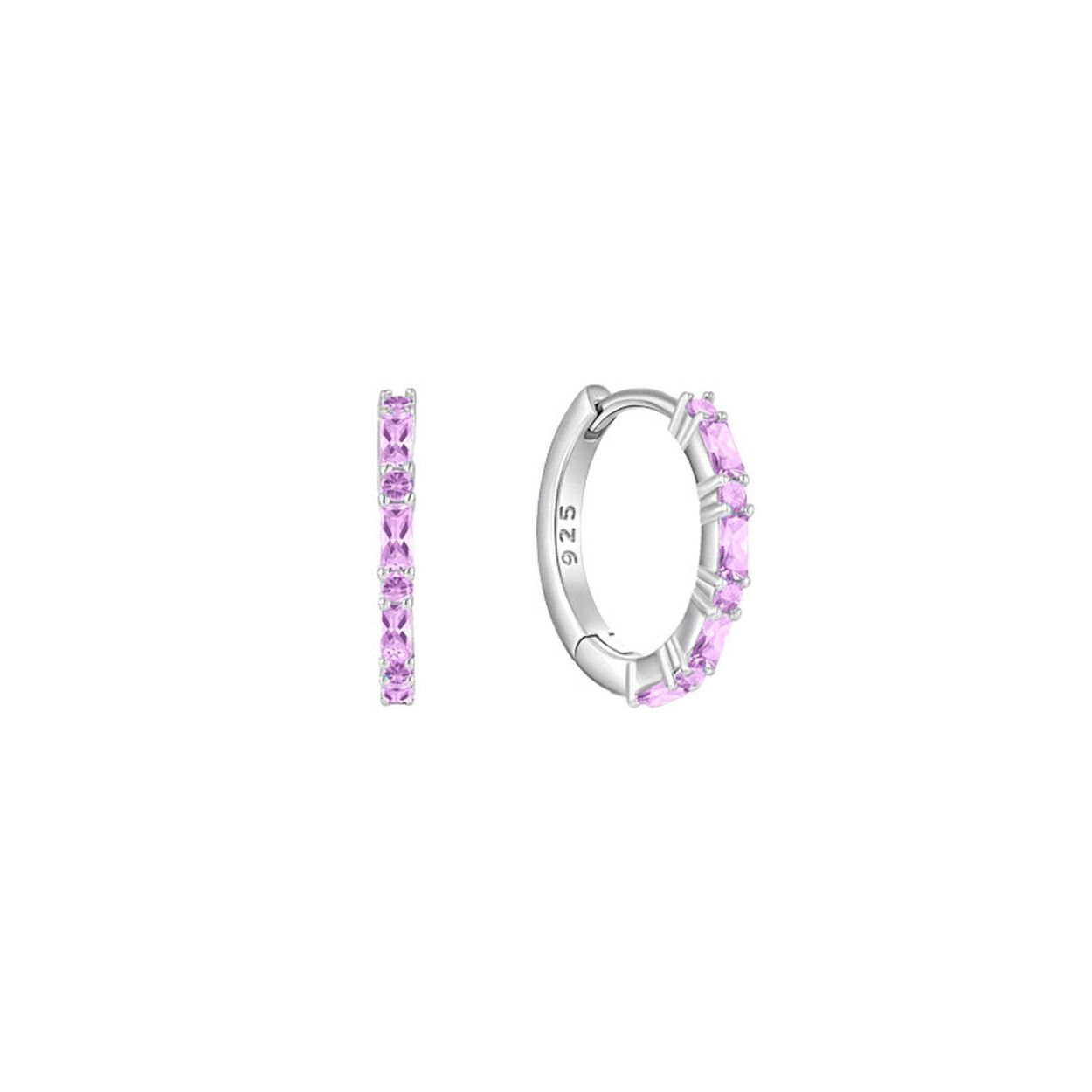 MY iMenso Creoli creol "Baquette Pink CZ 16mm" (925/rhodium verguld)