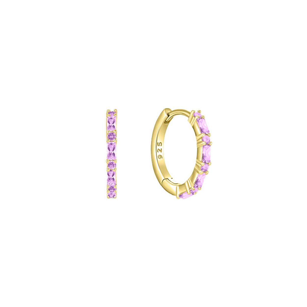 MY iMenso Creoli creol "Baquette black CZ 16mm" (925/goud verguld)
