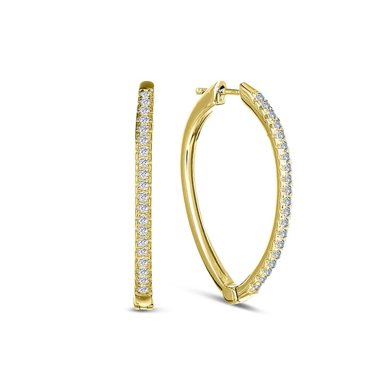 MY iMenso Creoli creol "Elipse CZ 31mm"(925/1Mgold-plated)