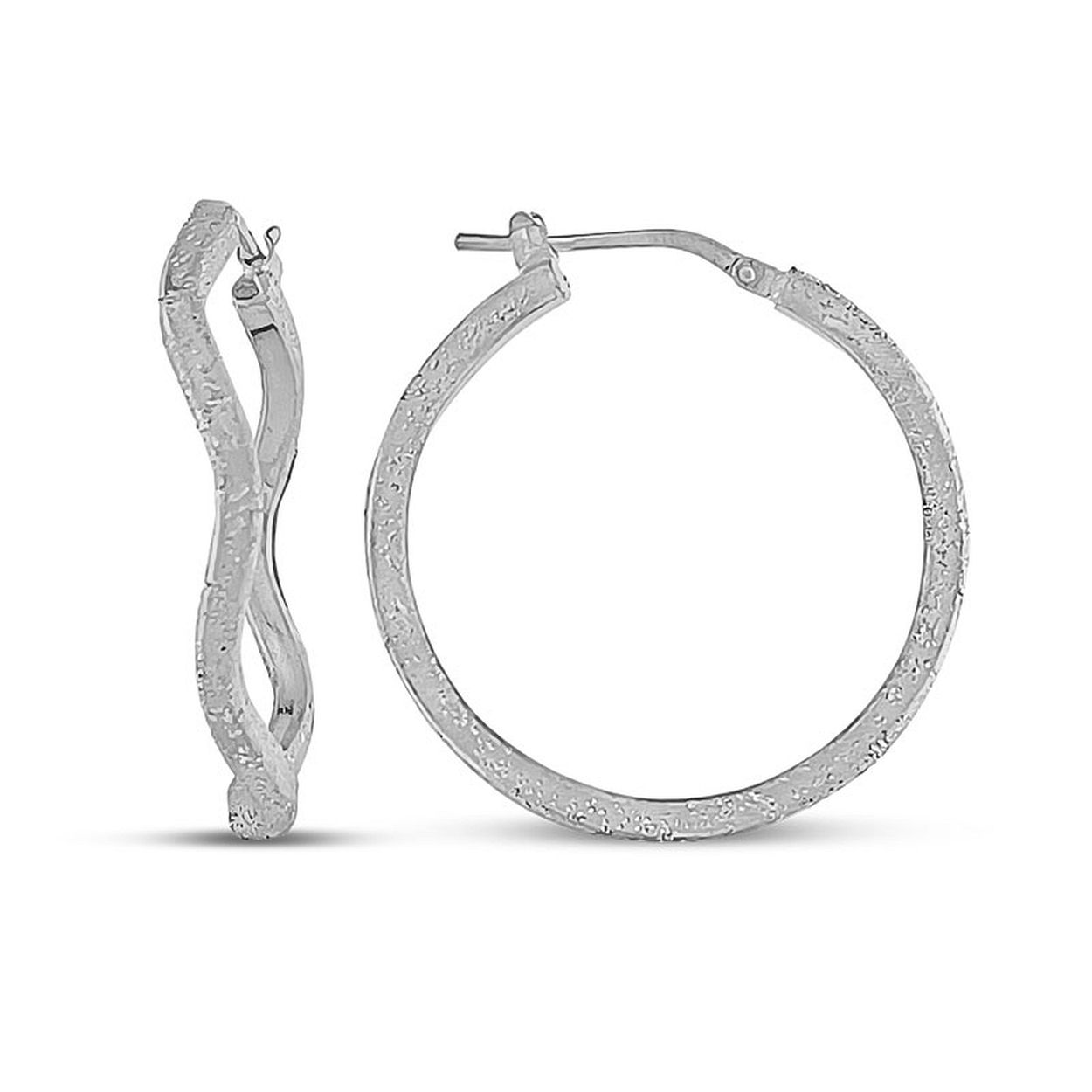 MY iMenso Creoli oorringen "Corvo Diamante 29mm" (925/rhodium verguld)