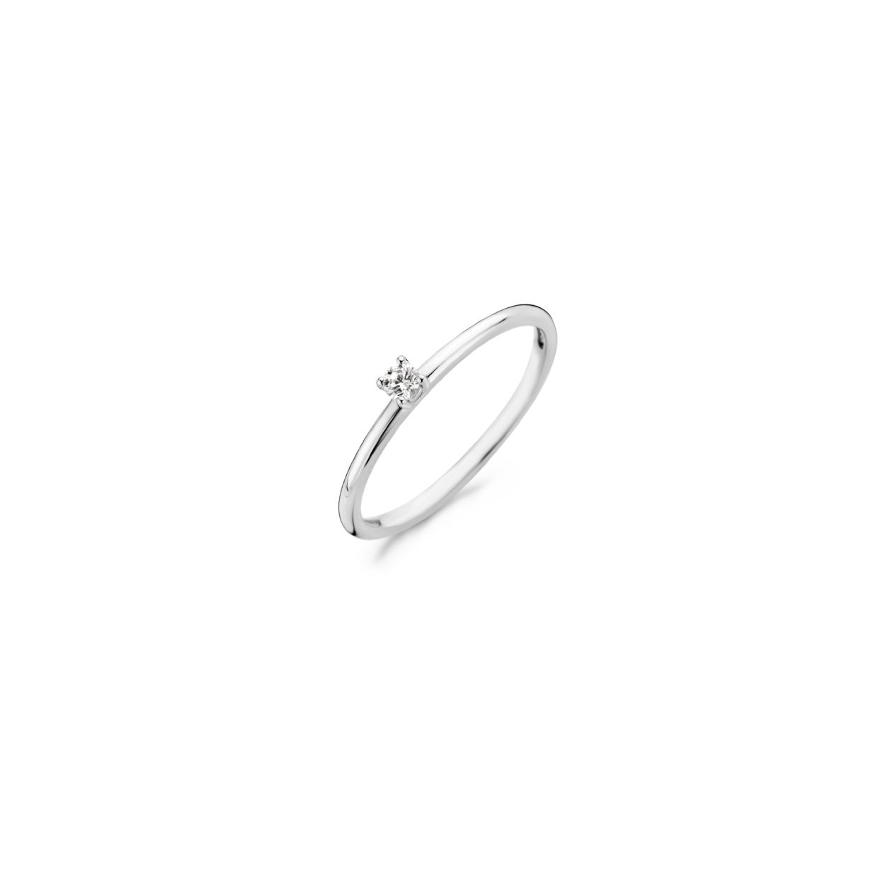 Blush dames ring van 14K witgoud met een sprankelende zirkonia.