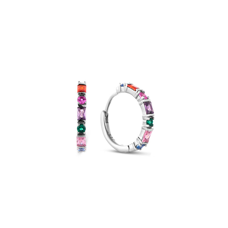 MY iMenso Creoli creol "Baquette rainbow CZ 16mm" (925/rhod-plated)