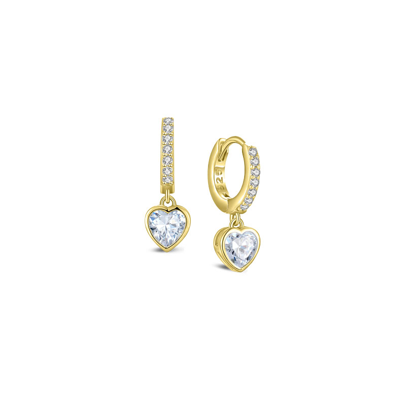 MY iMenso Creoli creol "Heart white CZ 18mm" (925/1Mgold-plated)