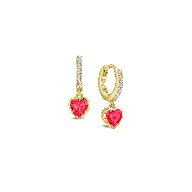MY iMenso Creoli creol "Heart corundum CZ 18mm" (925/1Mgold-plated)