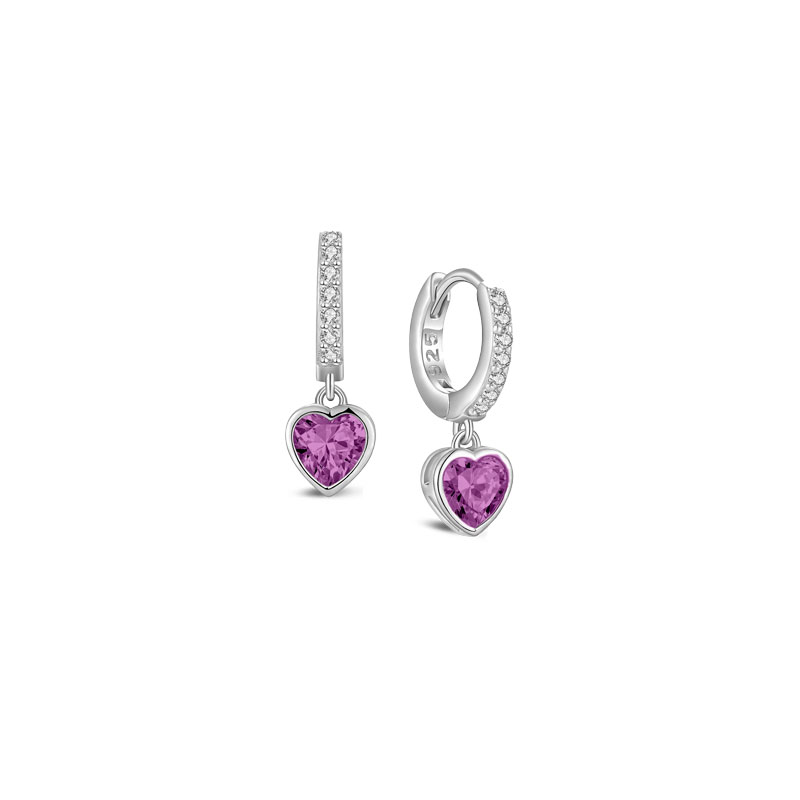 MY iMenso Creoli creol "Heart amethyst CZ 18mm" (925/rhod-plated)