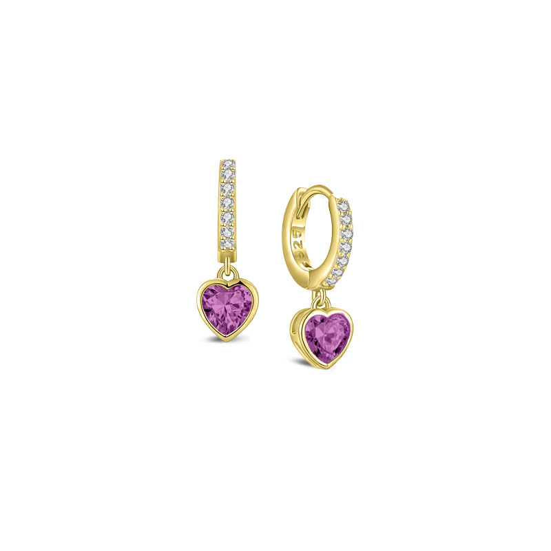 MY iMenso Creoli creol "Heart amethyst CZ 18mm" (925/1Mgold-plated)