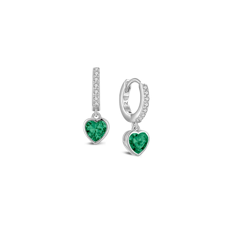 MY iMenso Creoli creol "Heart green CZ 18mm" (925/rhod-plated)