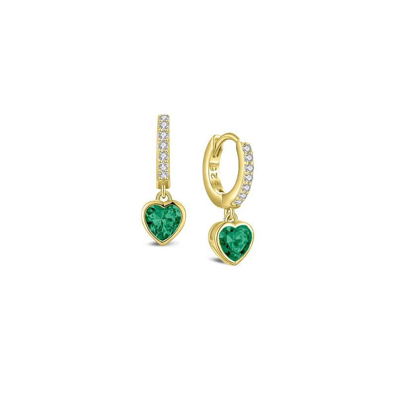 MY iMenso Creoli creol "Heart green CZ 18mm" (925/1Mgold-plated)