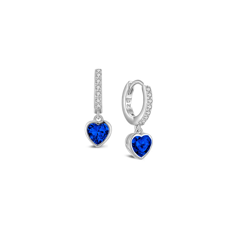 MY iMenso Creoli creol "Heart sapphire CZ 18mm" (925/rhod-plated)
