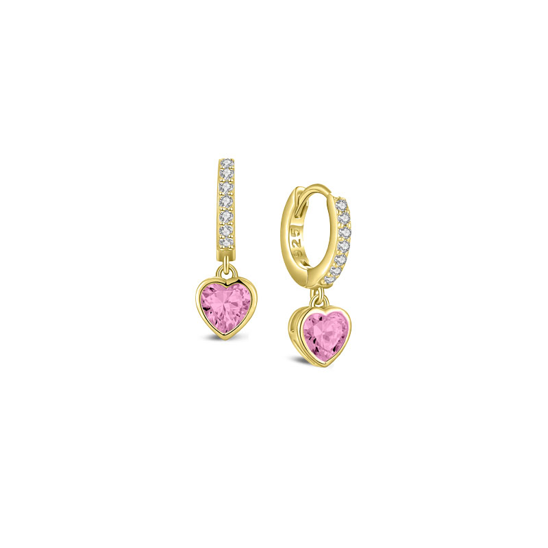 MY iMenso Creoli creol "Heart pink CZ 18mm" (925/1Mgold-plated)