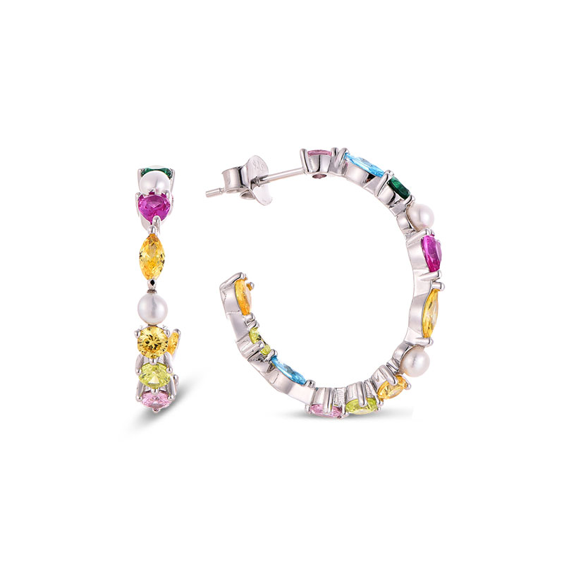 MY iMenso Creoli earrings "Fantasy rainbouw CZ 26mm" (925/rhod-plated)