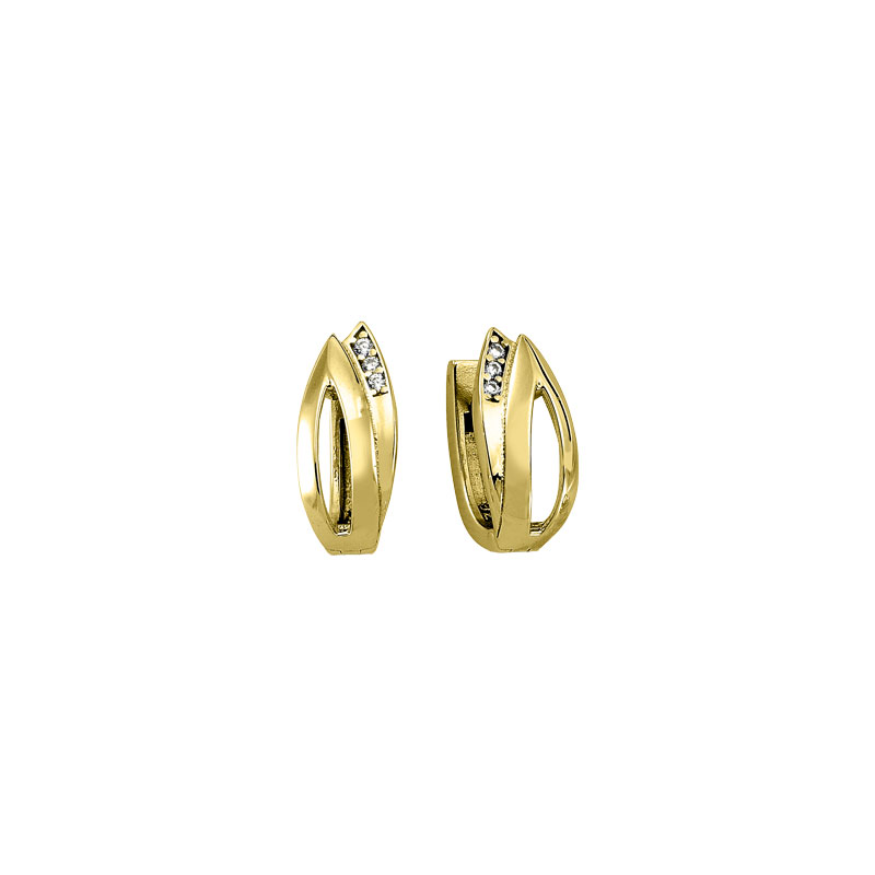 MY IMENSO CREOLI ZILVER VERGULD KLAPCREOLEN MET ZIRKONIA'S "GIGLIO 14MM"