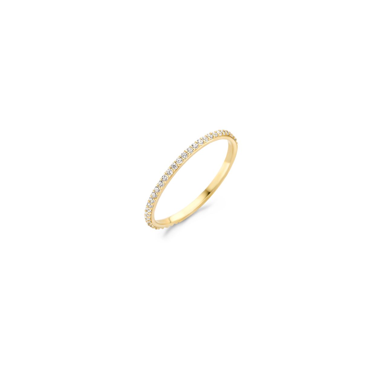 gouden Blush ring, fijn+pave zirconias mt54