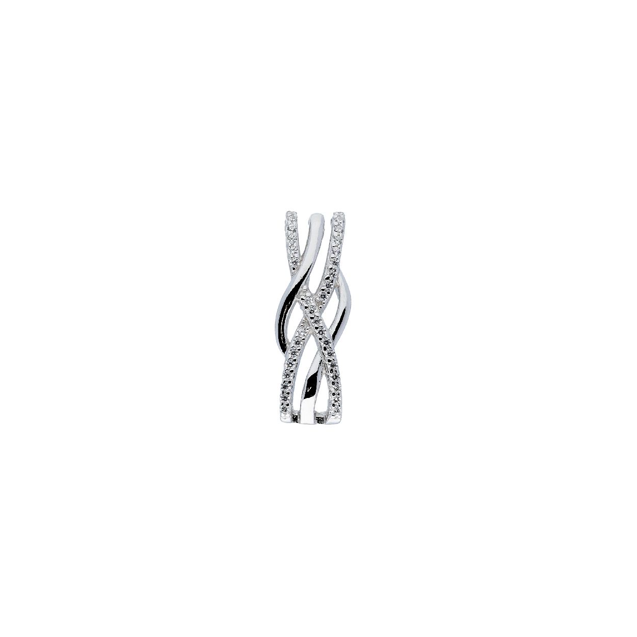 Deze zilveren hanger is een prachtige aanvulling op je sieradencollectie. Met 2 rijen zirkonia's biedt deze crossover hanger het een elegante en verfijnde uitstraling. Het lichte gewicht van 1,6 gram zorgt voor comfortabel dragen. Het beste te dragen aan een fijne zilveren ketting om elke outfit een sprankelende touch te geven.