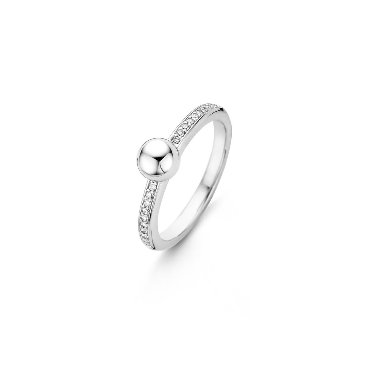 Ti Sento - Zilveren damesring bezet met zirconia's en zilveren bol - 12136ZI/54