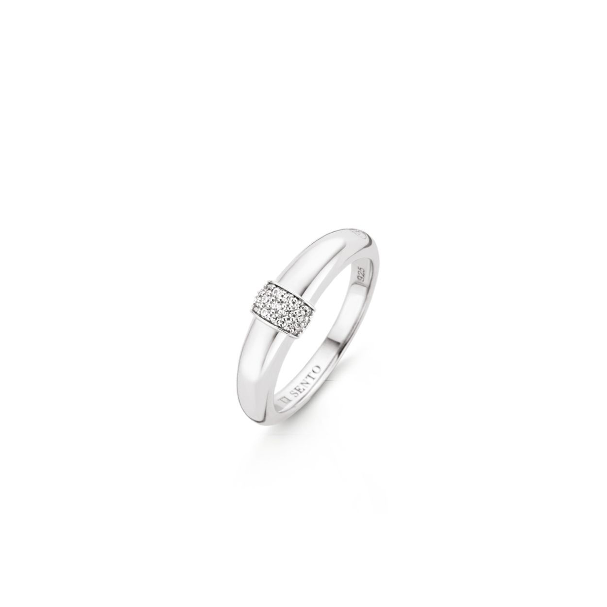Ti Sento - Zilveren damesring bezet met zirconia's in middenstuk - 12151ZI/54