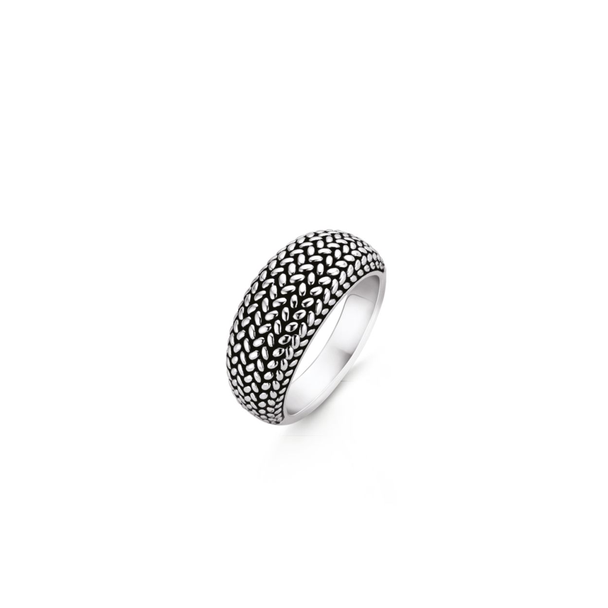Deze zilveren TI SENTO - Milano�ring 12161SI�met haar gevlochten patroon is uniek en gedurfd. Ze is een echte parel.