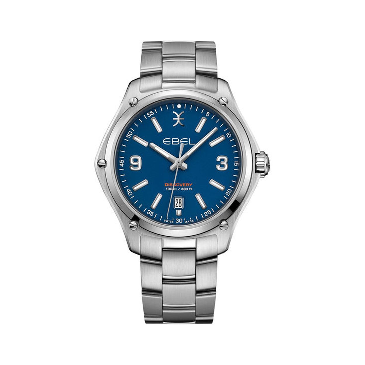 Dit horloge uit de Discovery collectie van EBEL heeft een diameter van 41 mm, saffier glas en is 10 atm.