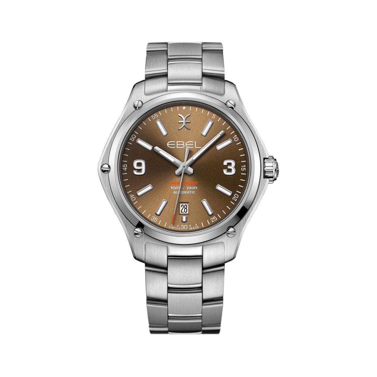 Dit dameshorloge is van het merk Ebel. Het is een horloge gemaakt van edelstaal. De diameter van de kast is41 mm.
De verdere specificaties van het horloge zijn als volgt:
Glassoort: saffier kristal
Waterdichtheid: 10 ATM
Techniek: automaatWijzerplaatkleur: Bruin
Bandkleur: Zilver
