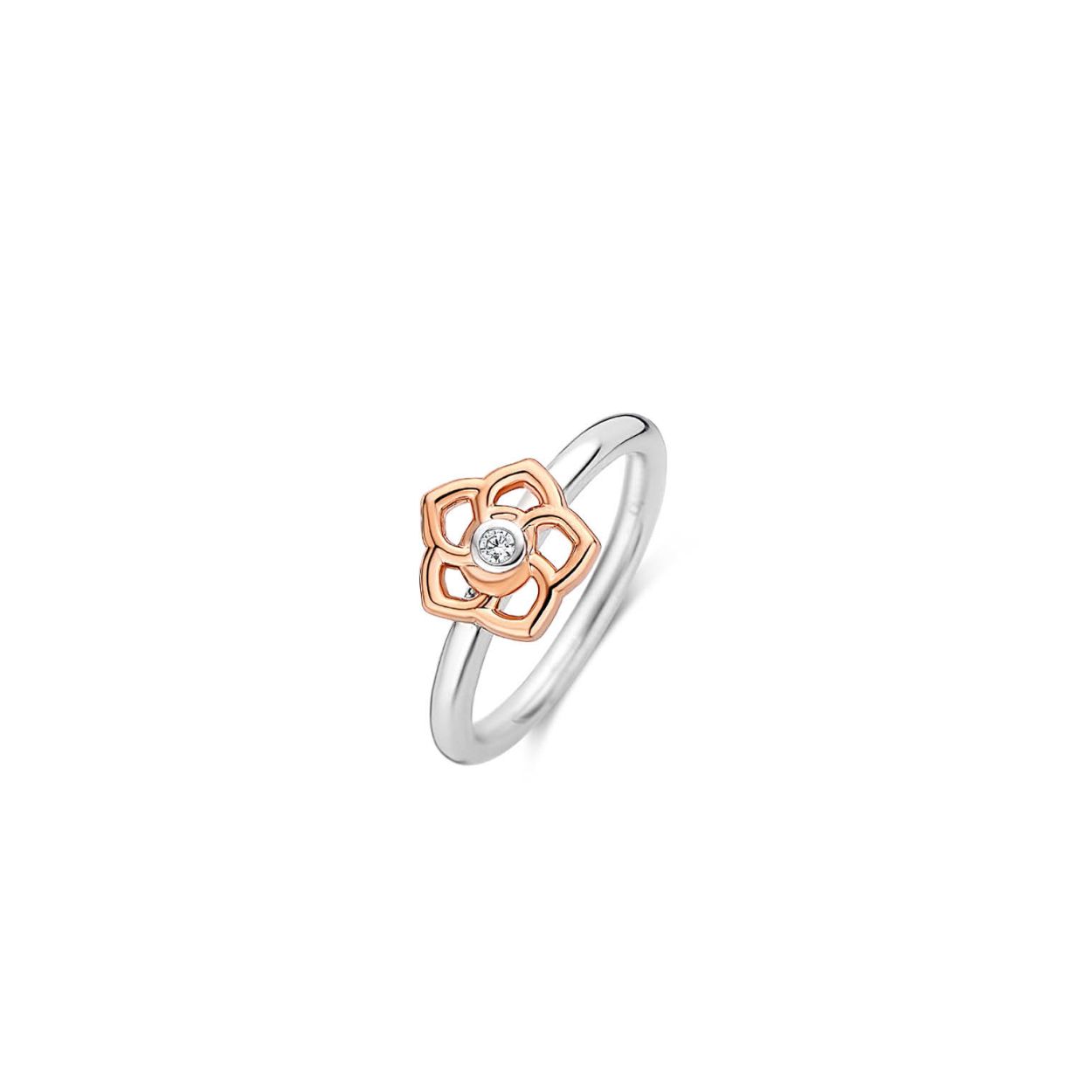 De TI SENTO - Milano Ring 12180ZR is gemaakt van Zilver met een rosé gouden plating. De kleurstelling van deze ring is Wit met rosé verguld. Alle TI SENTO - Milano producten worden geleverd in een luxe geschenkverpakking.