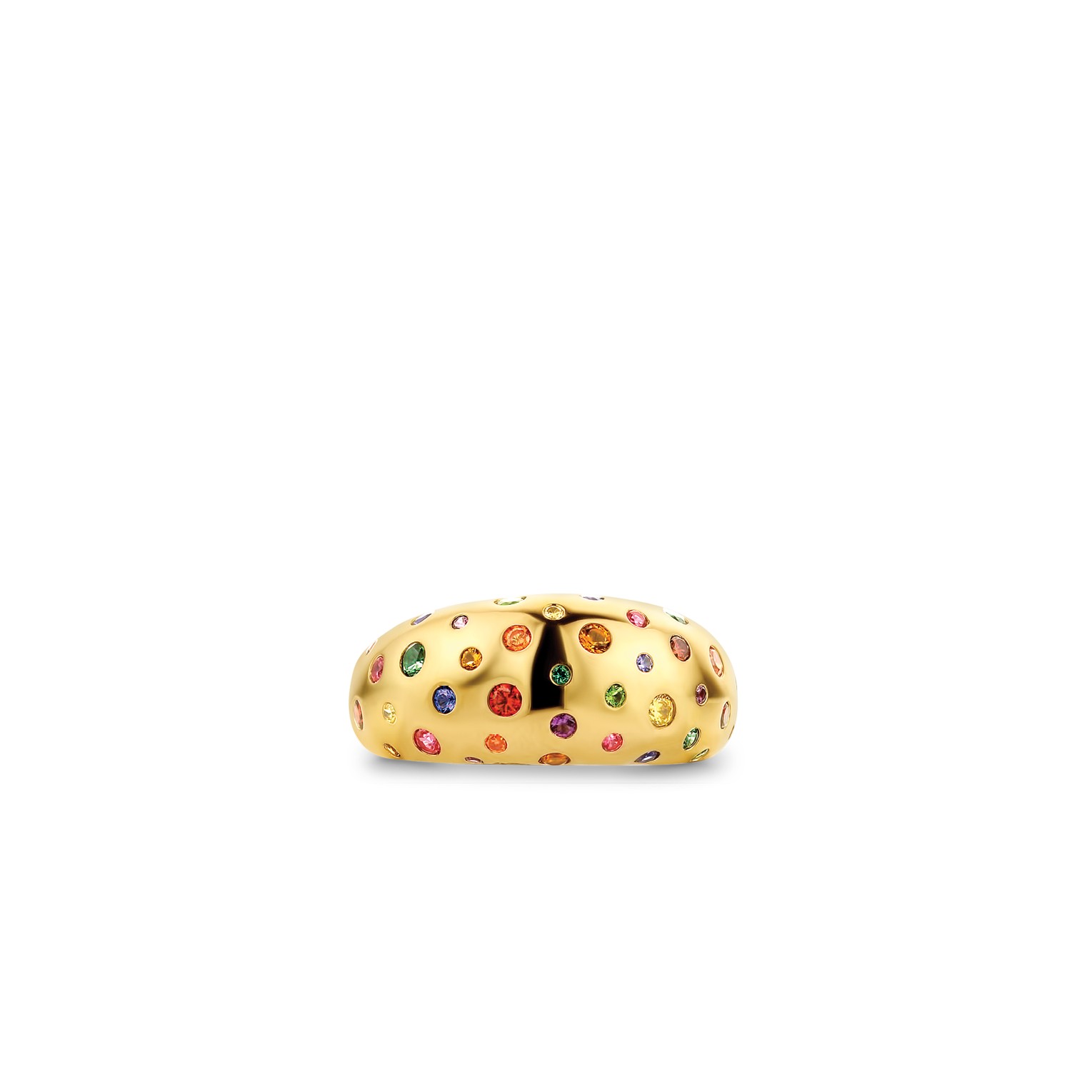 Ti Sento zilveren/vergulde ring, bol model met gekleurd zirkonia